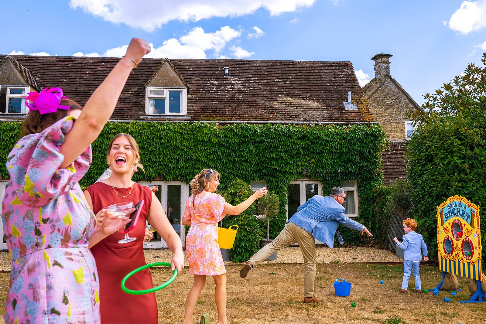 Playing games at a wedding at Hyde House